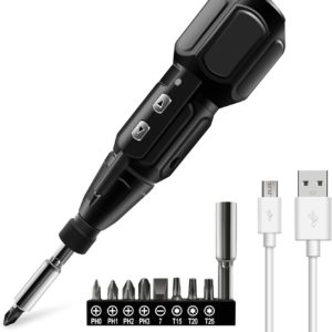 with 9Pcs Precision Screwdriver Bits/Front LED/USB Charging Cable 2 in 1 Rechargeable Power Drill Driver Hand Tool Kit Set for Man Women Black KONKY Cordless Electric Screwdriver Set 